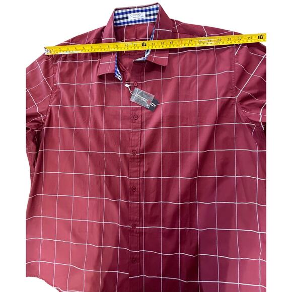 Coofandy Men’s 3XL NWT Windowpane Long Sleeve Button Down Cotton Dress Shirt - Picture 10 of 12